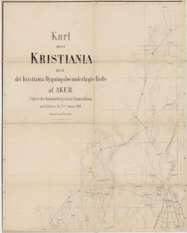Kart over Christiania med byggebelte 1881, kartplate 2