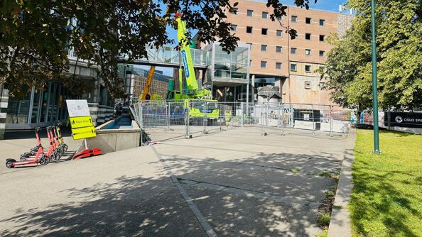 Merket gangvei langs anlegget til Spektrumskvartalet