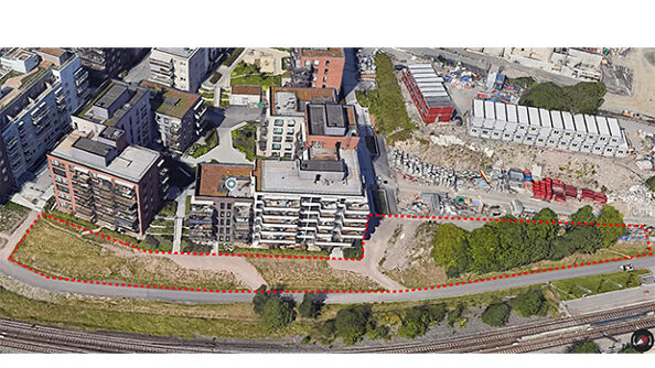 Stiplet linje viser prosjektgrensen