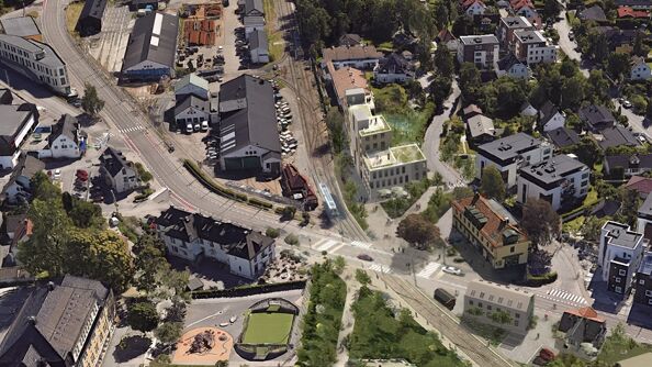 Oversiktbilde av Holtet stasjonsområde