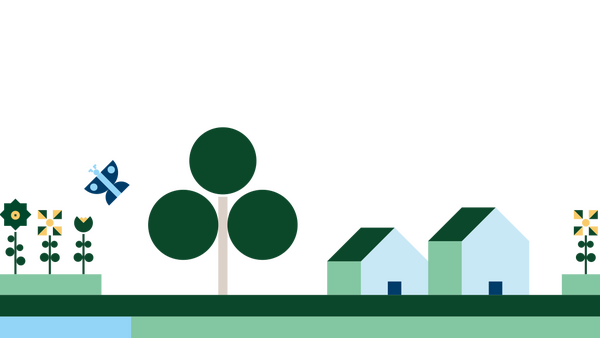 En illustrasjon av hvordan overvannshåndtering kan gjøre byen grønnere.