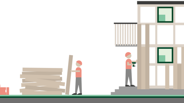 En illustrasjon av et pågående byggeprosjekt.