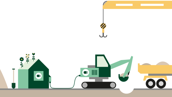 En illustrasjon av en utslippsfri byggefase.