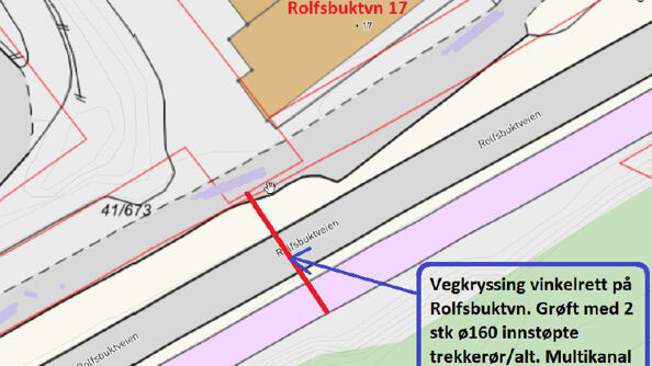 Kartskisse nattarbeid Rolfsbuktveien