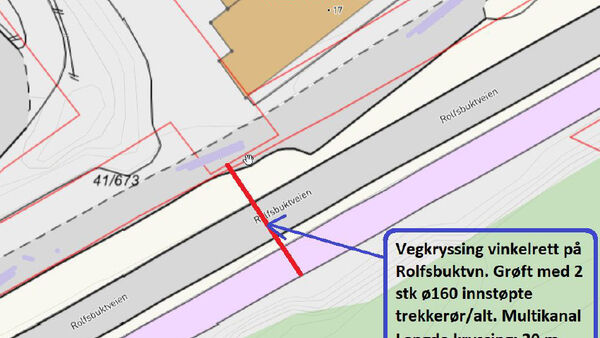 Kartskisse nattarbeid Rolfsbuktveien