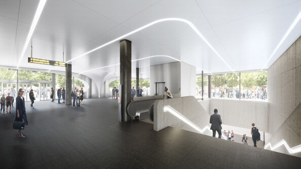 Fornebu stasjon, tegnet av Zaha Hadid Architects og A-lab