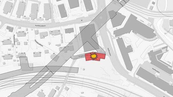Figur 1 Planlagte sprengningsarbeider for Skøyen adkomst B (Tingstuveien).