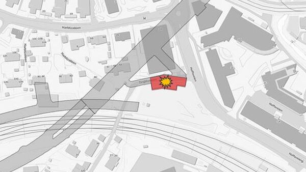 Figur 1 Planlagte sprengningsarbeider for Skøyen adkomst B (Tingstuveien).