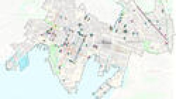 kart over de områdene som omfattes av bilfritt byliv