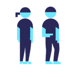 Illustrasjon av to mennesker som har en diskusjon