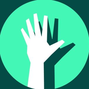 En illustrasjon av en hånd med skygge over en grønn bakgrunn