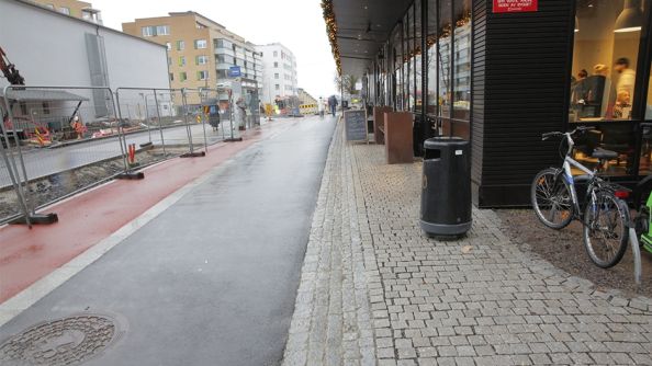 fortau og sykkelvei er ferdig bygget