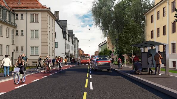 Bussholdeplass i trafikert gate