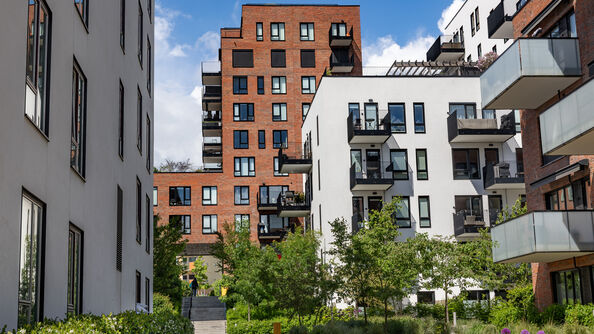 a square in between apartment buildings