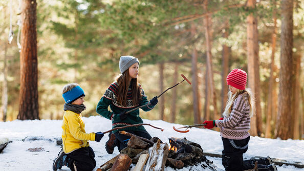 Pølsegrilling i skogen