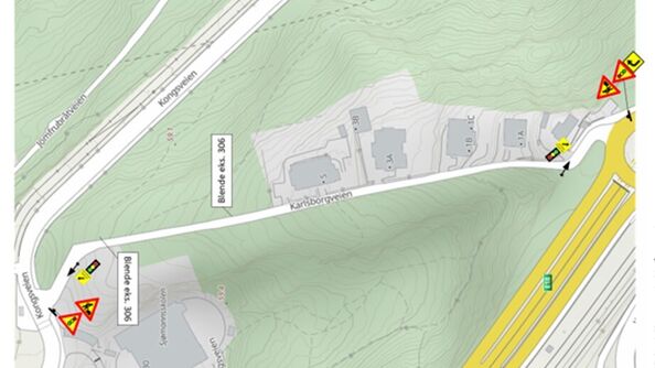 Kartskisse som illustrerer signalregulering av gate.