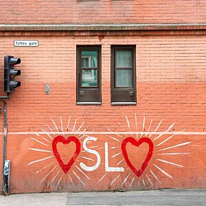 Graffiti av Oslo med hjerte