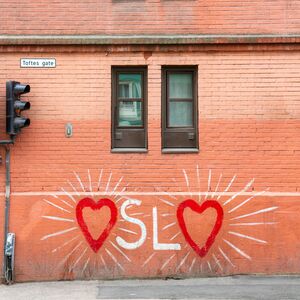 Graffiti av Oslo med hjerte