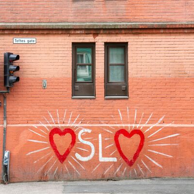 Graffiti av Oslo med hjerte