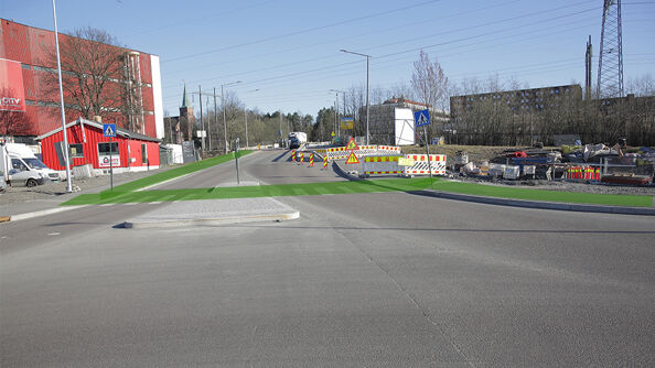 Markert trasé som myke trafikanter må benytte alternativ på østsiden av anleggsarbeidene