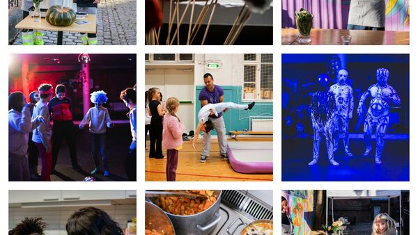 Collage av ulike aktiviteter på Slurpen nærmiljøhus