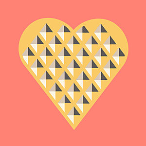 Illustrasjon av et vaffelhjerte som symboliserer frivillighet.