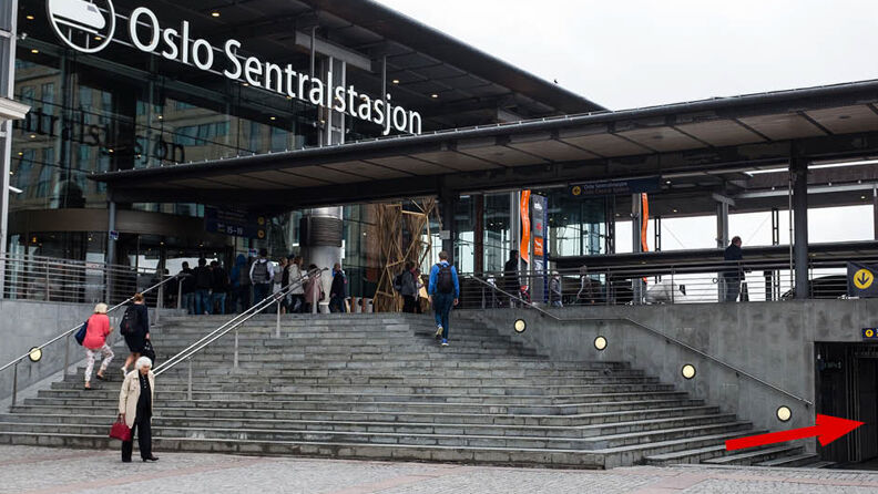 Inngangen til sykkelhotellet på Oslo S